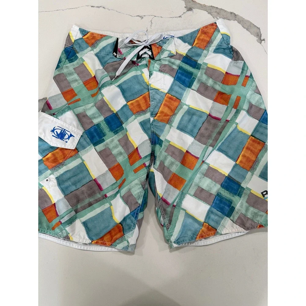 Body Glove Mens Board Shorts Size 32 Multicolor Geometric Abstract Swim Trunks
